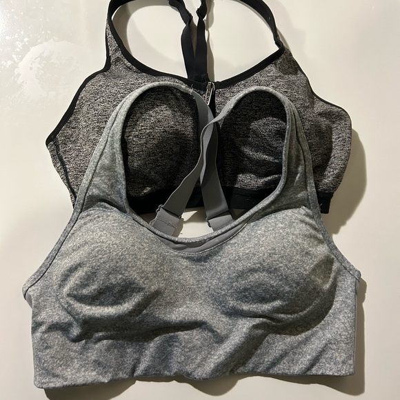 2 Victoria Secret Pink Gray Sports Bras - Picture 1 of 7